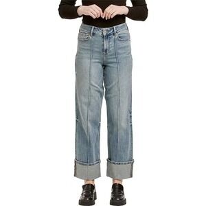 Dear John Jeans Holly Stretch Denim Straight Leg Cuffed Size 26 (FITS 24x28) Zip
